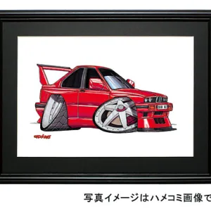 【KOOLART】BMW E30 M3 EVO（赤・横）のイラスト P0383
