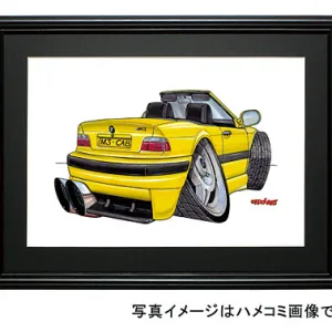 【KOOLART】BMW E36 M3カブリオレ（黄・後ろ）のイラスト P0393