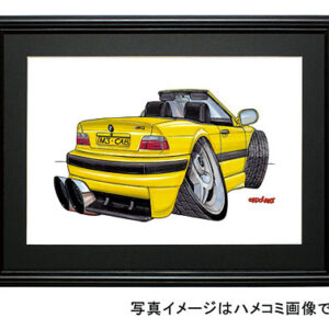 【KOOLART】BMW E36 M3カブリオレ（黄・後ろ）のイラスト P0393