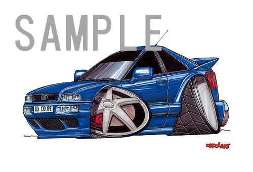 【KOOLART】アウディ 80 COUPE BLUE のイラスト P0382
