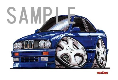 【KOOLART】BMW E30（青・前）のイラスト P0580 - 画像 (2)