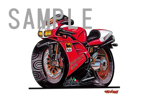 【KOOLART】Ducati DUCATI 916(赤/黒)のイラスト P0608 - 画像 (2)