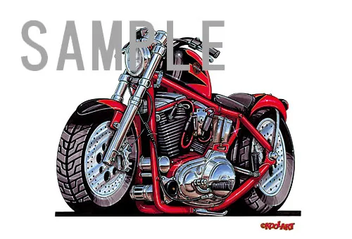 【KOOLART】Harley ハーレー HARLEY SPORT RED FRAMEのイラスト P0619 - 画像 (2)
