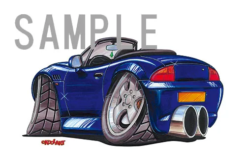 【KOOLART】BMW Z3（青・後ろ）のイラスト P0644 - 画像 (2)