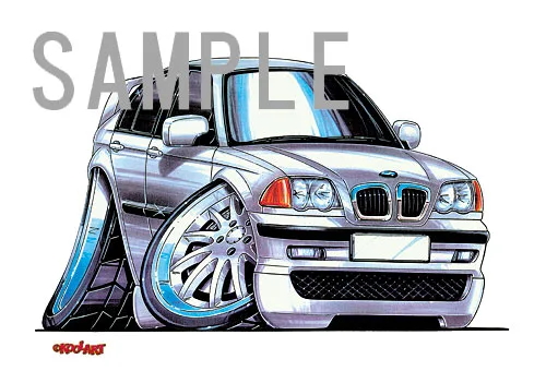 【KOOLART】BMW E46 （銀）のイラスト P0731 - 画像 (2)