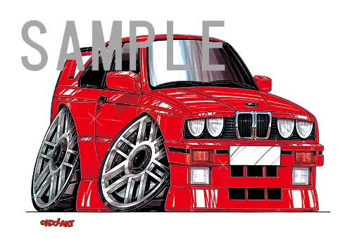 【KOOLART】BMW E30 M3（赤・前）のイラスト P0745 - 画像 (2)