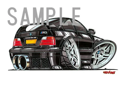 【KOOLART】BMW E36 M3 （黒・後ろ）のイラスト P0780