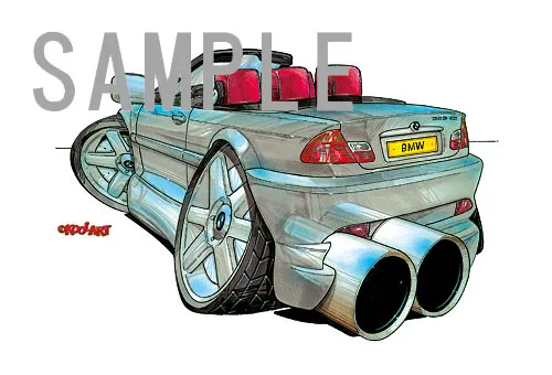 【KOOLART】BMW E46 （カブリオレ・銀）のイラスト P0793