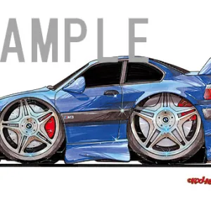 【KOOLART】BMW E36 M3（青・横）のイラスト P0812