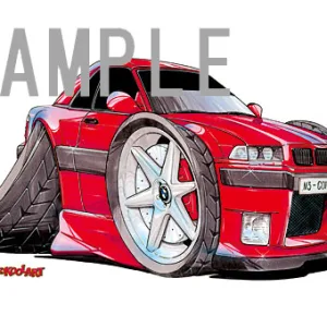 【KOOLART】BMW E36 M3（カブリオレ・赤）のイラスト P1079