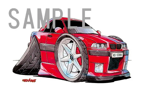 【KOOLART】BMW E36 M3（カブリオレ・赤）のイラスト P1079