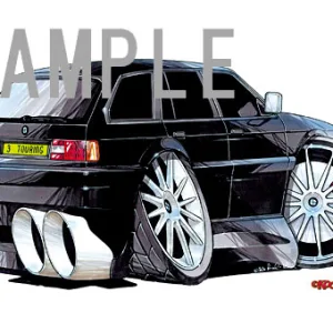 【KOOLART】BMW E30 ツーリング（黒・後ろ）のイラスト P1173