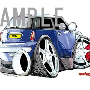 【KOOLART】BMWミニ ニューミニ・クーパー（青・後ろ）のイラスト P1197