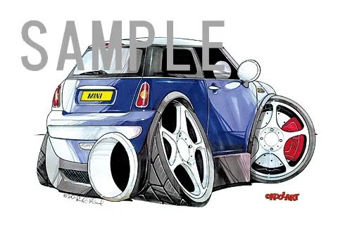【KOOLART】BMWミニ ニューミニ・クーパー（青・後ろ）のイラスト P1197