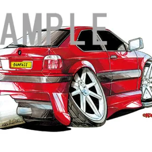 【KOOLART】BMW E36ti コンパクト（赤）のイラスト P1200