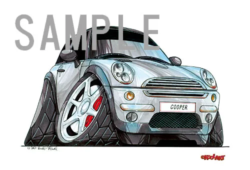 【KOOLART】BMWミニ ニューミニ・クーパーS（銀）のイラスト P1455