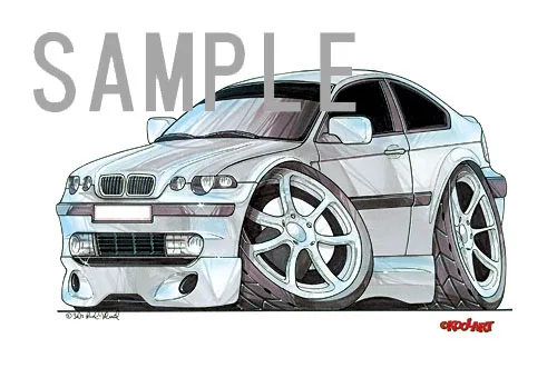 【KOOLART】BMW E46 コンパクト（銀・前）のイラスト P1492