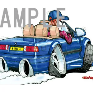 【KOOLART】BMW E30 M3（青・後ろ）のイラスト P1529