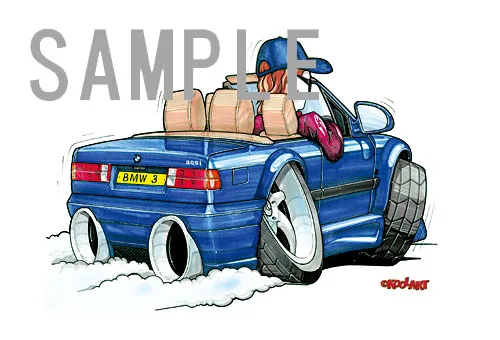 【KOOLART】BMW E30 M3（青・後ろ）のイラスト P1529