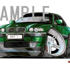 【KOOLART】BMW E38 7シリーズ（緑）のイラスト P1547