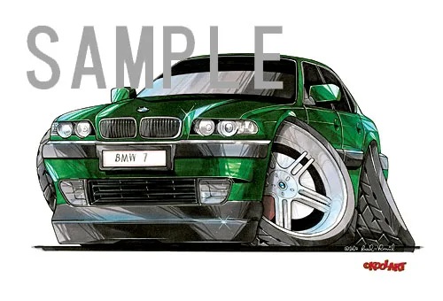 【KOOLART】BMW E38 7シリーズ（緑）のイラスト P1547