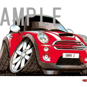 【KOOLART】BMWミニ ニューミニ・クーパーS（赤）のイラスト P1578