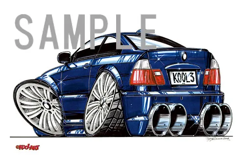 【KOOLART】BMW E46 M3（青・後ろ）のイラスト P1791