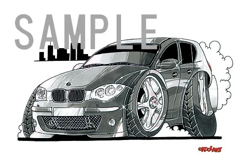 【KOOLART】BMW 1シリーズ（ガンメタ）のイラスト P1907