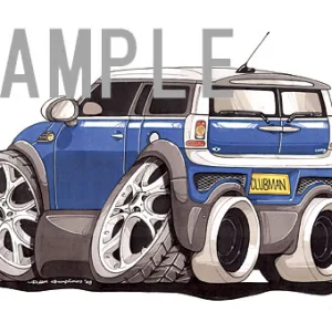 【KOOLART】BMWミニ ニューミニ・クラブマン（青）のイラスト P2379