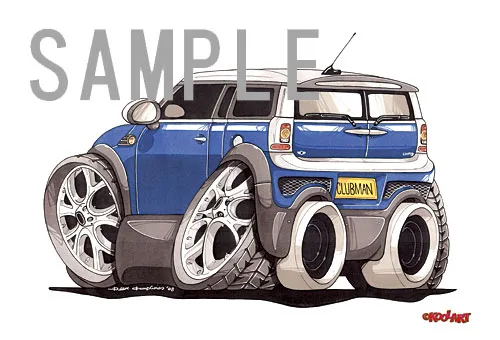 【KOOLART】BMWミニ ニューミニ・クラブマン（青）のイラスト P2379