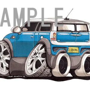 【KOOLART】BMWミニ ニューミニ・クラブマン（水色）のイラスト P2380
