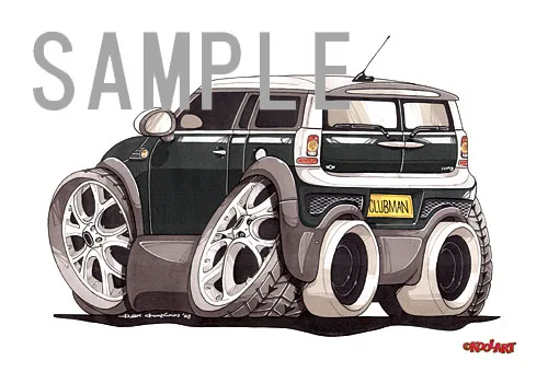 【KOOLART】BMWミニ ニューミニ・クラブマン（黒）のイラスト P2381