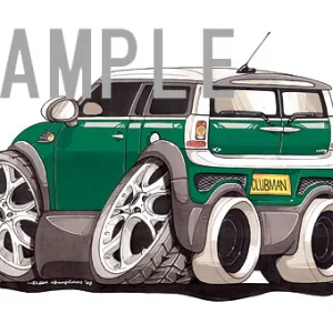 【KOOLART】BMWミニ ニューミニ・クラブマン（緑）のイラスト P2382