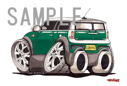 【KOOLART】BMWミニ ニューミニ・クラブマン（緑）のイラスト P2382