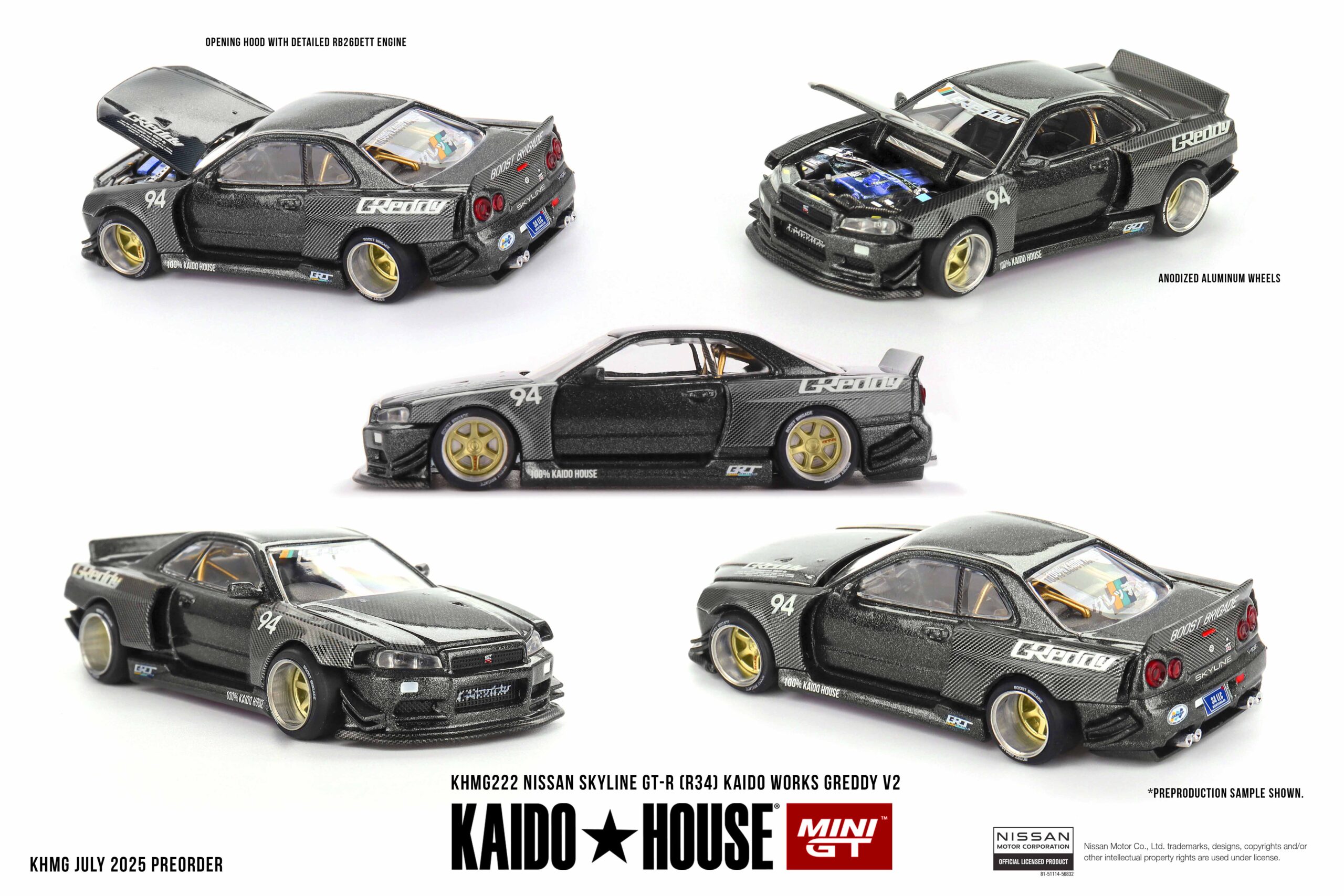 ミニカー SKYLINE R34 GTR 1/64 ニッサン スカイライン GT-R R34 Kaido Works GReddy V2(右