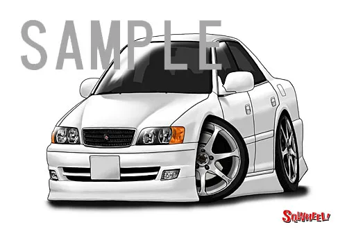 【SQWHEEL】チェイサー（JZX100・白）のイラスト S0047W - 画像 (2)