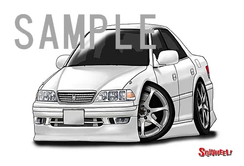 【SQWHEEL】マークⅡ（JZX100・白）のイラスト S0049W - 画像 (2)