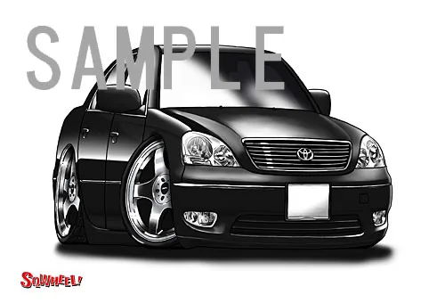 【SQWHEEL】セルシオ（30前期・黒）のイラスト S0067B - 画像 (2)