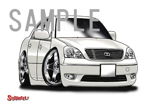 【SQWHEEL】セルシオ（30前期・白）のイラスト S0067W - 画像 (2)