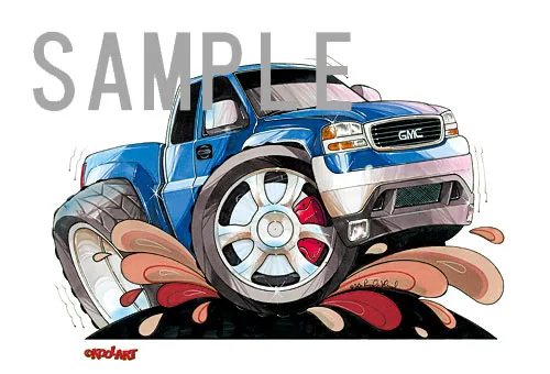 【KOOLART】GMC シエラ（青） のイラスト P1135