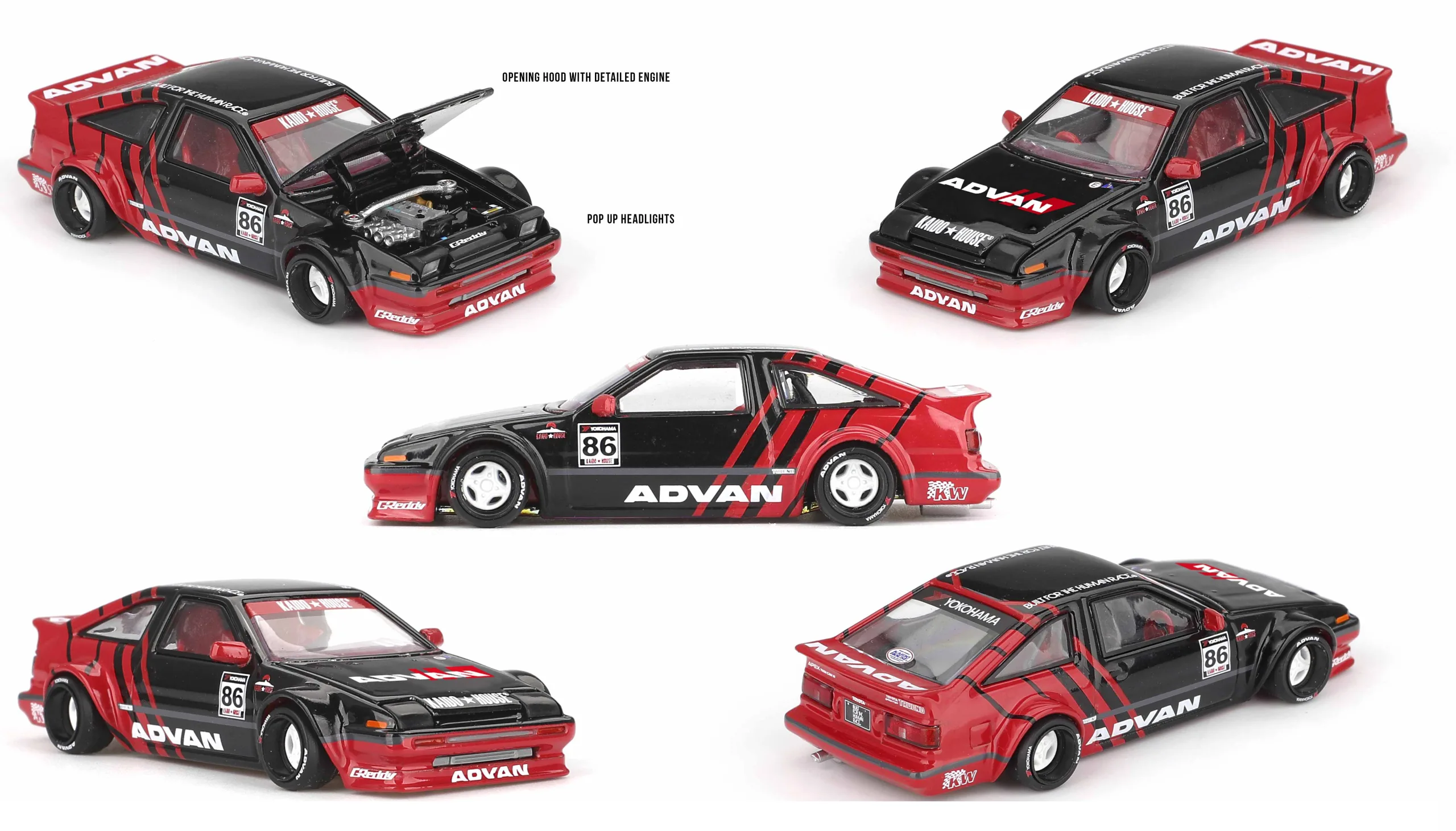 1/64 トヨタ AE86 スプリンタートレノ Kaido アドバン(右ハンドル) KHMG214 - 画像 (2)
