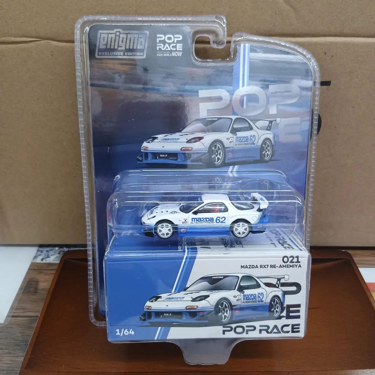 POP RACE x Enigma 1/64 マツダ RX-7 FD3S ブルー/ホワイト PRE021
