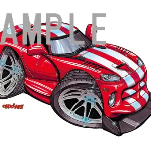 【KOOLART】 DODGE VIPER RED WHITE STRIPEのイラスト P0598