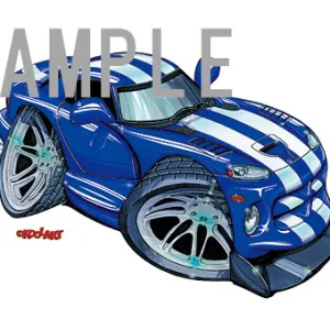 【KOOLART】 DODGE VIPER BLUE WHITE STRIPEのイラスト P0762